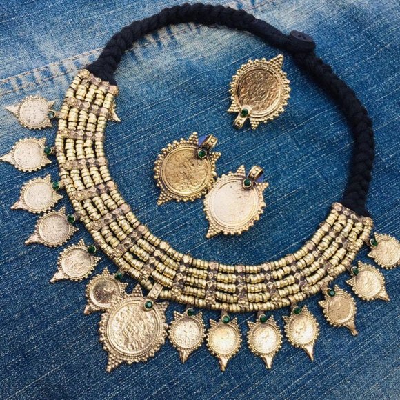 Afghan Tribal Coins Jewelry Set, Afghan Coins Jewelry, Antique Coins - Picture 5 of 6